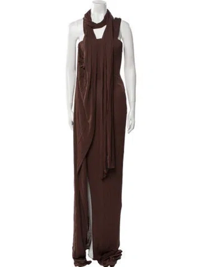 Pre-owned Tom Ford Halterneck Long Dress In Brown