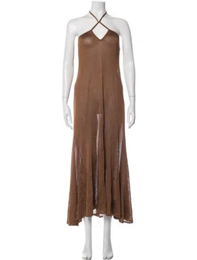 Pre-owned Tom Ford Halterneck Long Dress In Brown