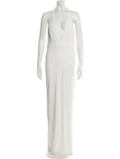 Pre-owned Tom Ford Halterneck Long Dress In White