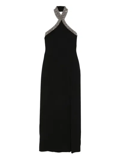 Tom Ford Halterneck Draped Maxi Dress In Black