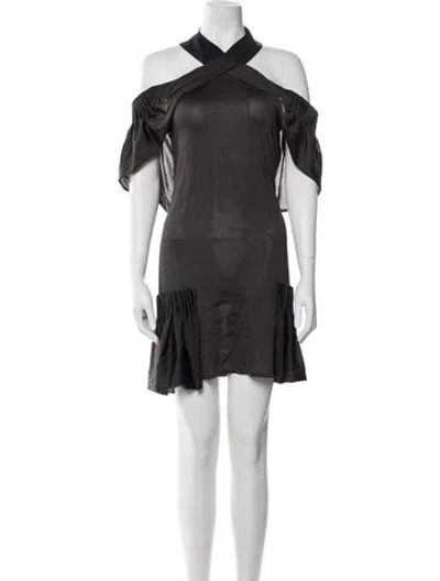 Pre-owned Tom Ford Halterneck Mini Dress In Gray