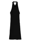Tom Ford Silk Halterneck Dress Draped Neckline In Black