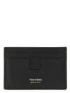 Tom Ford Black Card Holder With Embossed Logo Lettering On The Front In Grained Leather Man In Black
