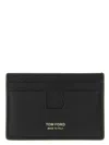 Tom Ford Black Card Holder With Embossed Lgoo Lettering On The Front And Money Clip In Grained Leather Man In Black