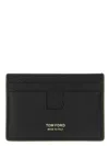 Tom Ford Soft Grain Leather T Line Classic Card Holder In Black
