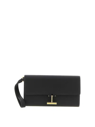 Tom Ford Hammered Clutch In Black