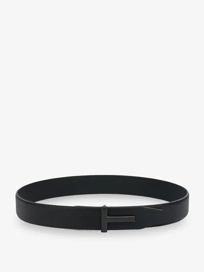 Tom Ford Hammered Leather Belt In Black