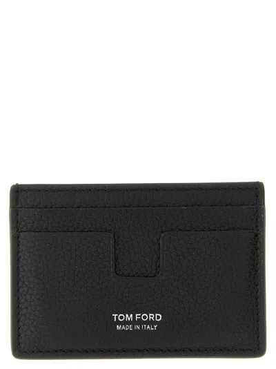 Tom Ford Hammered Leather Card Case In Black
