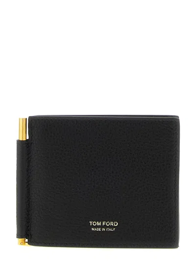 Tom Ford Hammered Leather Card Holder In Black