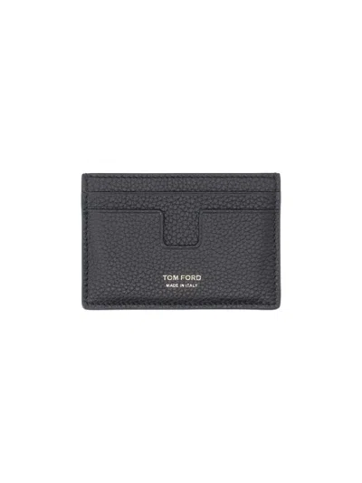 Tom Ford Hammered Leather Card Holder In Black
