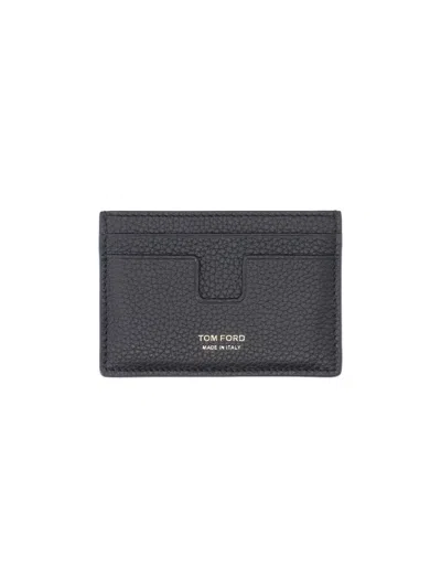 Tom Ford Hammered Leather Card Holder In Black