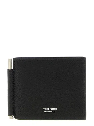 Tom Ford Hammered Leather Card Holder In Black