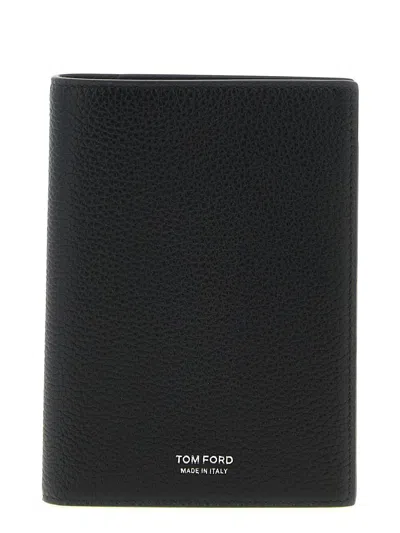 Tom Ford Hammered Leather Passport Holder In Black