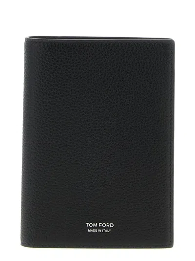 Tom Ford Hammered Leather Passport Holder In Black