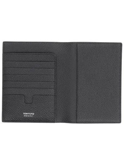 Tom Ford Hammered Leather Passport Holder In Black