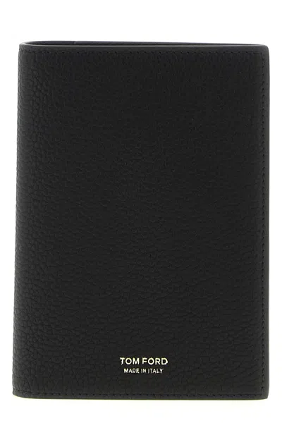 Tom Ford Hammered Passport Holder In Black