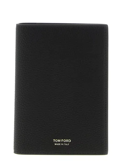 Tom Ford Hammered Passport Holder In Black