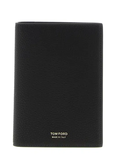 Tom Ford Hammered Passport Holder In Black