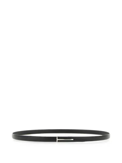 Tom Ford Hammered-leather T Slim Belt In Gray
