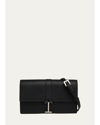 Tom Ford Hanging T Grain Leather Wallet On Strap In Pattern