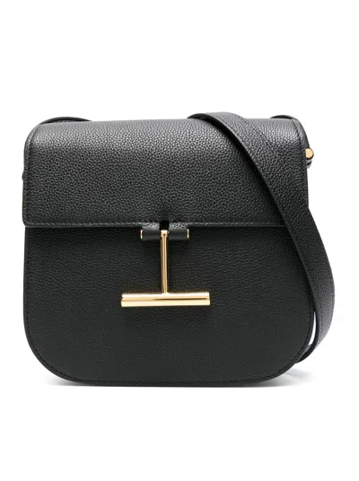 Tom Ford Hanging-t-hardware Leather Bag In Black
