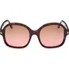 Tom Ford Hanley Brown Butterfly Ladies Sunglasses Ft1034 52f 57 In Shiny Dark Havana/brown
