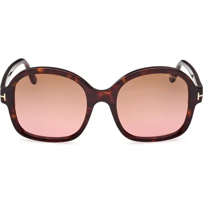Tom Ford Hanley 57mm Butterfly Sunglasses In Brown