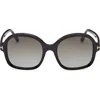 Tom Ford Hanley 57mm Gradient Butterfly Sunglasses In Shiny Black/gradient Smoke