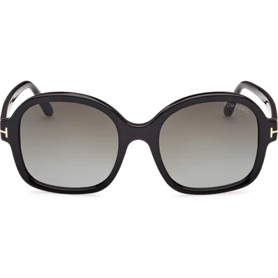 Tom Ford Hanley 57mm Gradient Butterfly Sunglasses In Shiny Black