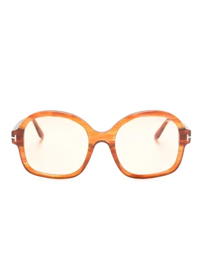 Tom Ford Hanley Oversized Square-frame Sunglasses In Brown