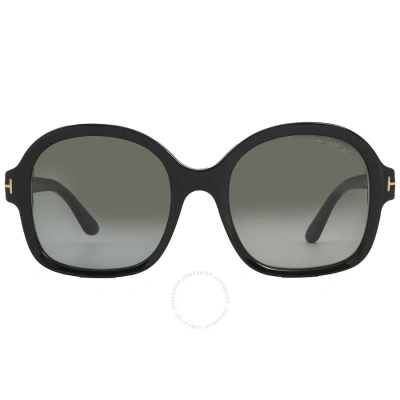 Tom Ford Hanley Smoke Gradient Square Ladies Sunglasses Ft1034 01b 57 In Black
