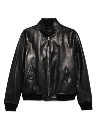Tom Ford Lambskin Leather Jacket With Minimalistic Design In Black