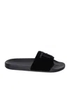 Tom Ford Velvet Effect Slippers Embroidered Logo Shoes In Black