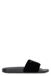 Tom Ford Velvet Effect Slippers Embroidered Logo Shoes In Black