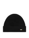 Tom Ford Ribbed Logo-plaque Beanie Hat In Black