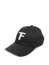 Tom Ford Black Baseball Cap With Logo Embroidery On The Front And Logo Lettering On The Rear In Cotton Man In Black