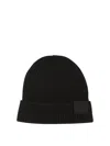 Tom Ford Mens Black Logo-patch Ribbed Cashmere-knit Beanie Hat In Black