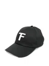 Tom Ford Black Baseball Cap With Logo Embroidery On The Front And Logo Lettering On The Rear In Cotton Man In Black