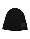 Tom Ford Mens Black Logo-patch Ribbed Cashmere-knit Beanie Hat In Black