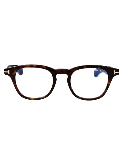 Tom Ford Havana Acetate Glasses In Metallic
