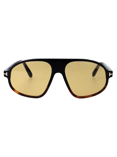 Tom Ford Havana Acetate Sunglasses In Black