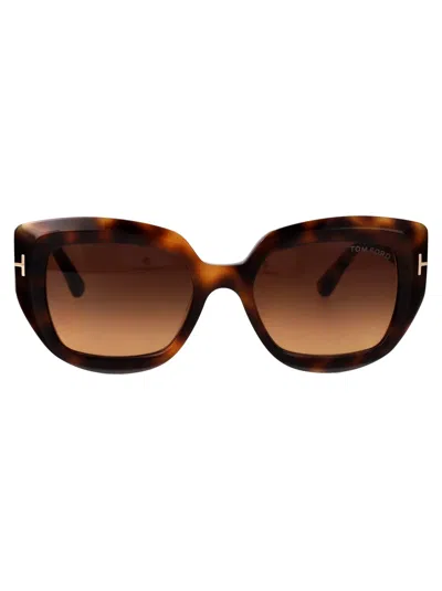 Tom Ford Havana Acetate Sunglasses In Brown