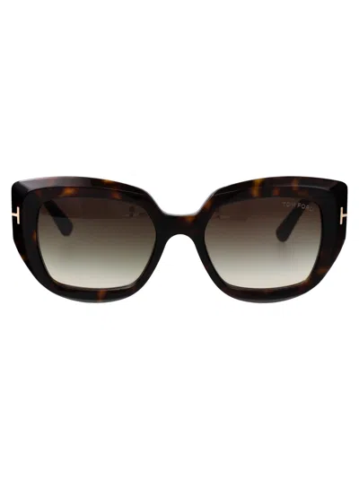 Tom Ford Havana Green Acetate Sunglasses In Purple