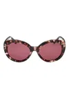 Tom Ford Havana Oval-frame Sunglasses In Purple