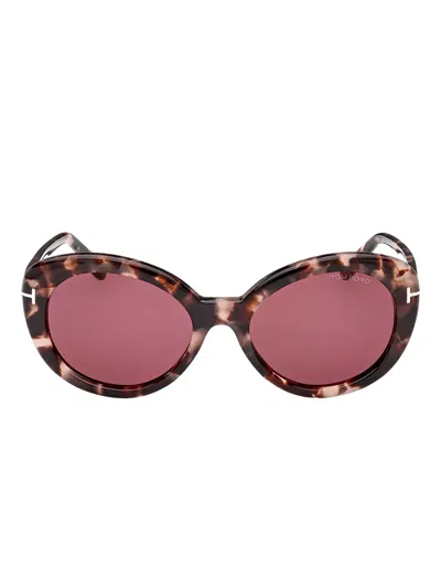 Tom Ford Havana Oval-frame Sunglasses In Purple