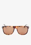 Tom Ford Lionel Acetate & Metal Square Sunglasses In Brown