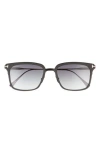 Tom Ford Hayden 54mm Square Sunglasses In Matte Black/gradient Smoke