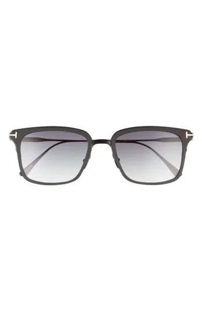 Tom Ford Hayden 54mm Square Sunglasses In Matte Black/gradient Smoke