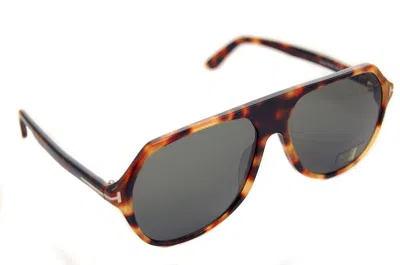 Pre-owned Tom Ford Hayes Mens Sunglasses Tf934 53n 59mm Large Square Brown Havana Grey In Green