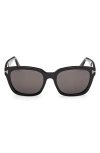 Tom Ford Haylay Acetate Rectangle Sunglasses In Shiny Black Eco/smoke Lenses